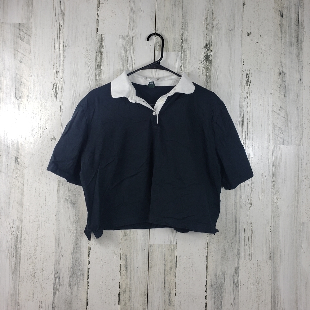 wild fable white collar black crop top women's size small